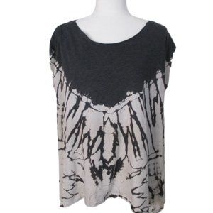 Free People Black Bleach Dyed Drop Shoulder Oversized Sleeveless Top Size XS